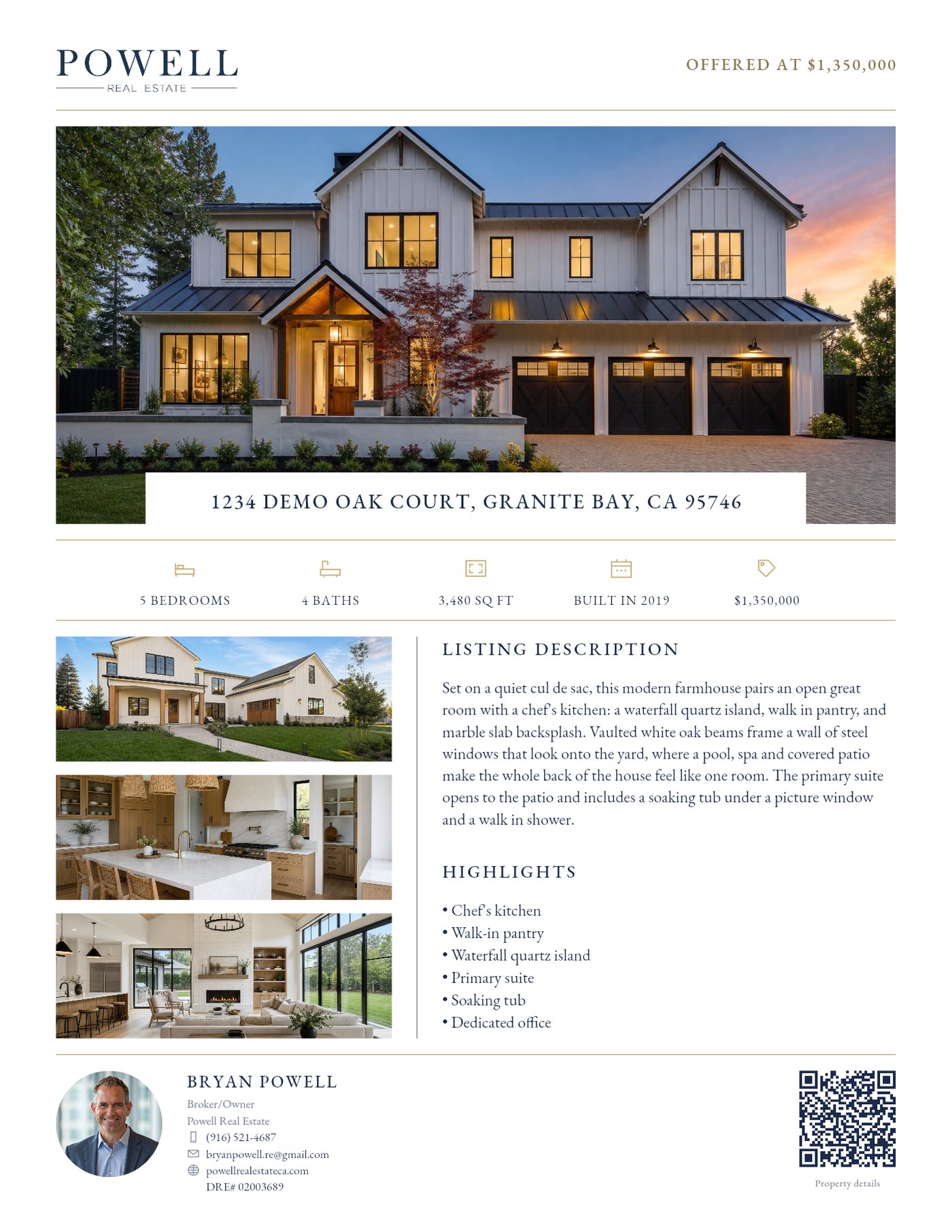 Single-page flyer for a listing, made by LaunchListing